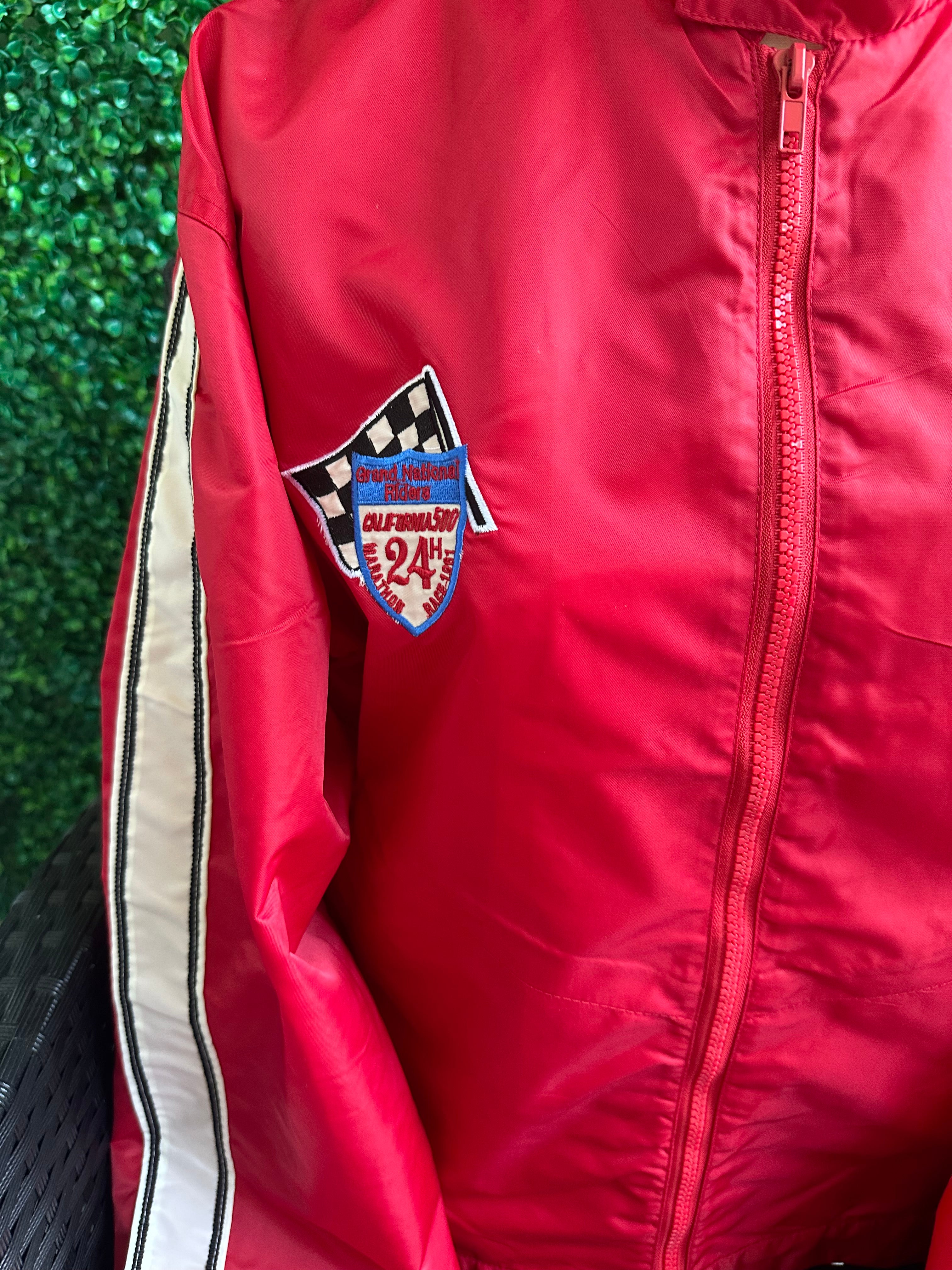 Von Dutch Originals Nylon Red Sport Race Car Jacket Bike Windbreaker Patches