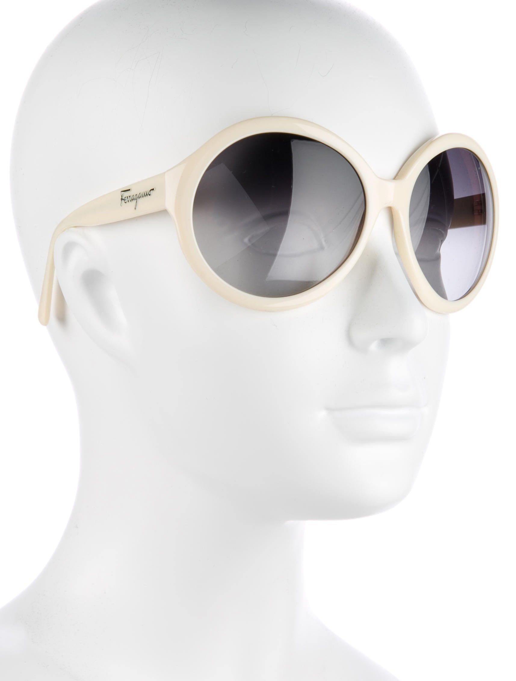 Salvatore Ferragamo Round Off White Tinted Authentic Prescription Sunglasses Oversized