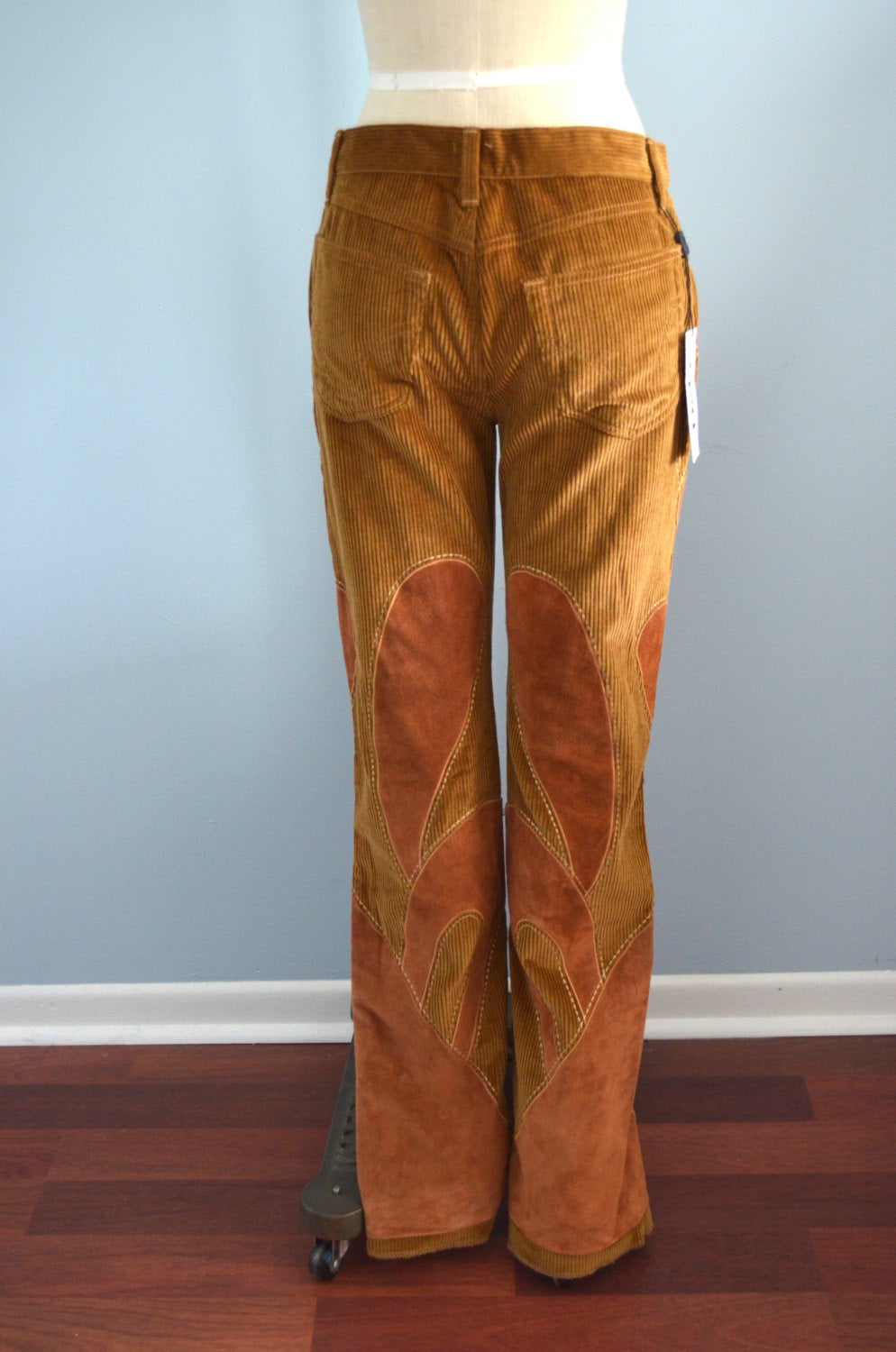 Nwt D&G Authentic Camel Flare Corduroy Cotton Velvet Patchwork Bohemian Chic Pants
