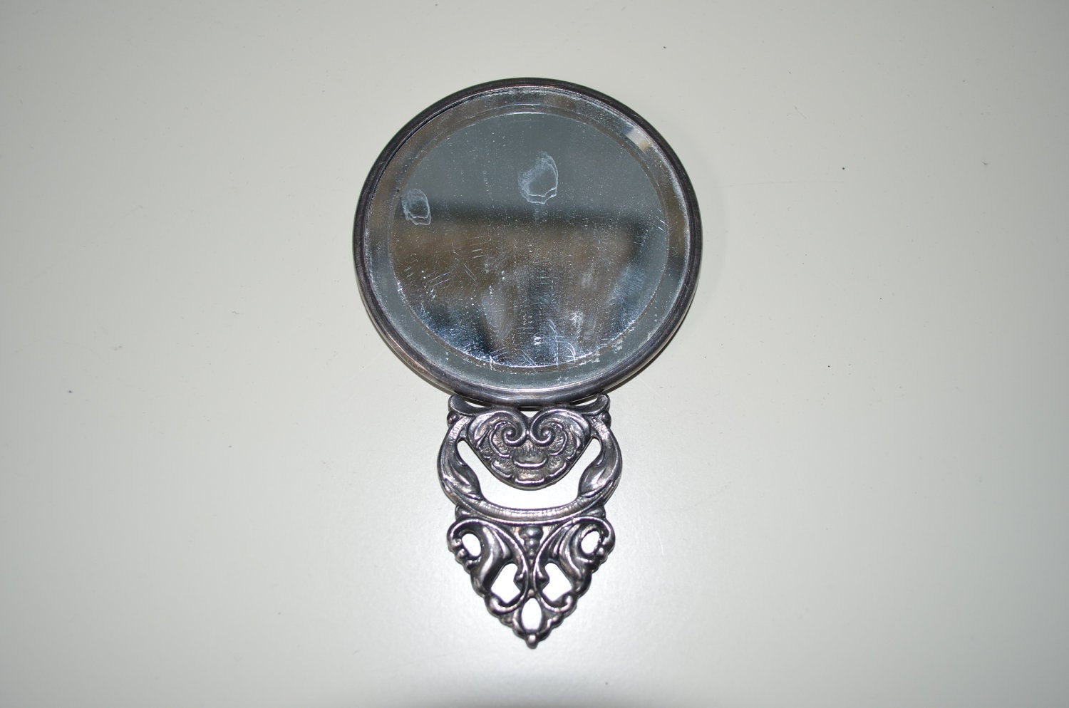 Antique Silver Plated Embossed Hand Mirror