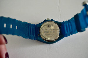Rare vintage TechnoMarine Women's 108040 Cruise Britto 3-Hand Blue Polyurethane Watch