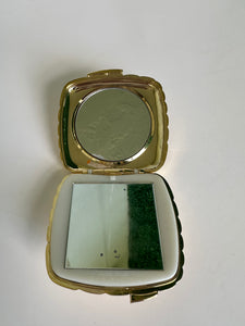 Vintage Gold tone Make up mirror compact case