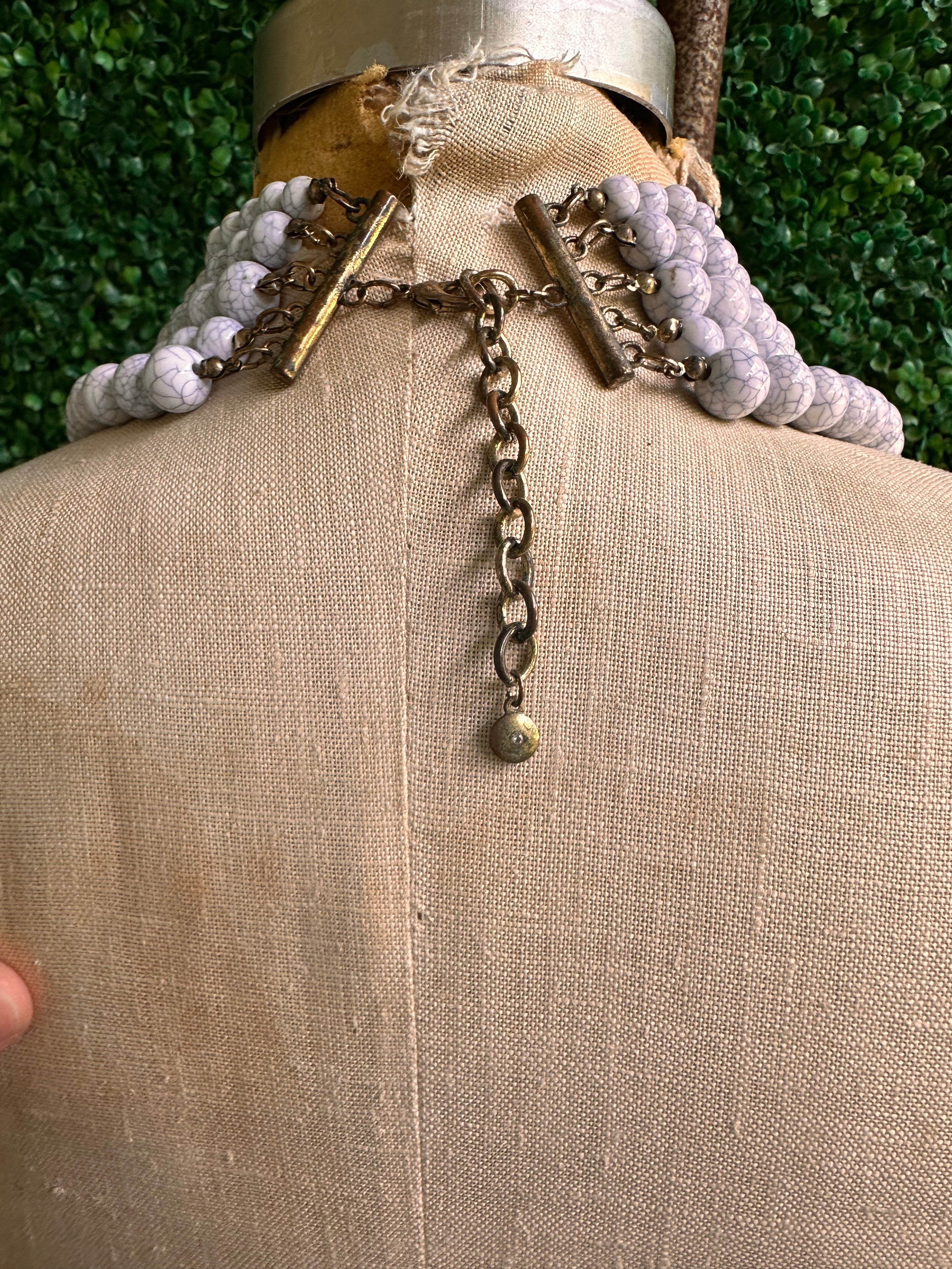 BaubleBar Gray Cracked Faux Pearl Statement Layered Necklace Multi Strand
