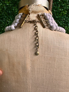BaubleBar Gray Cracked Faux Pearl Statement Layered Necklace Multi Strand