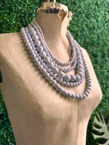 BaubleBar Gray Cracked Faux Pearl Statement Layered Necklace Multi Strand