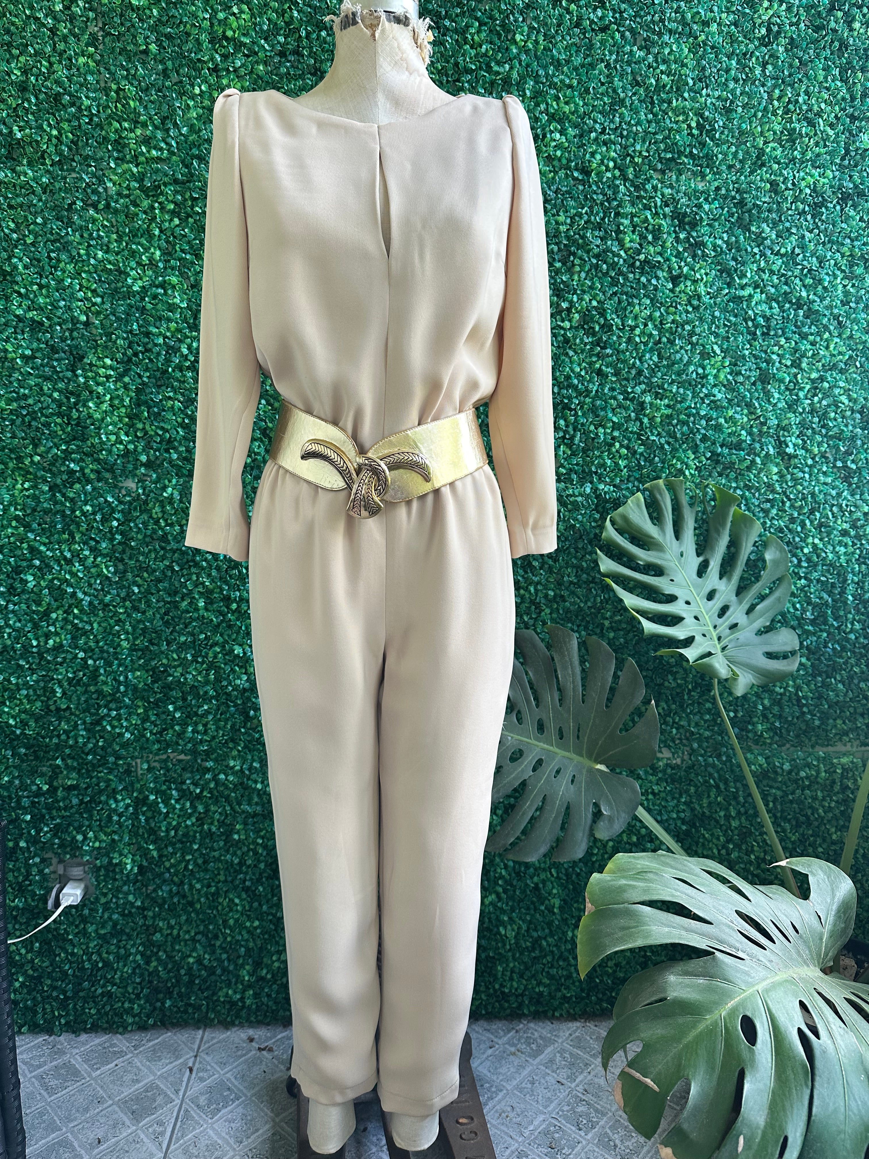 New Alonso Paris Milan New York Beige Long jumpsuit made in Italy