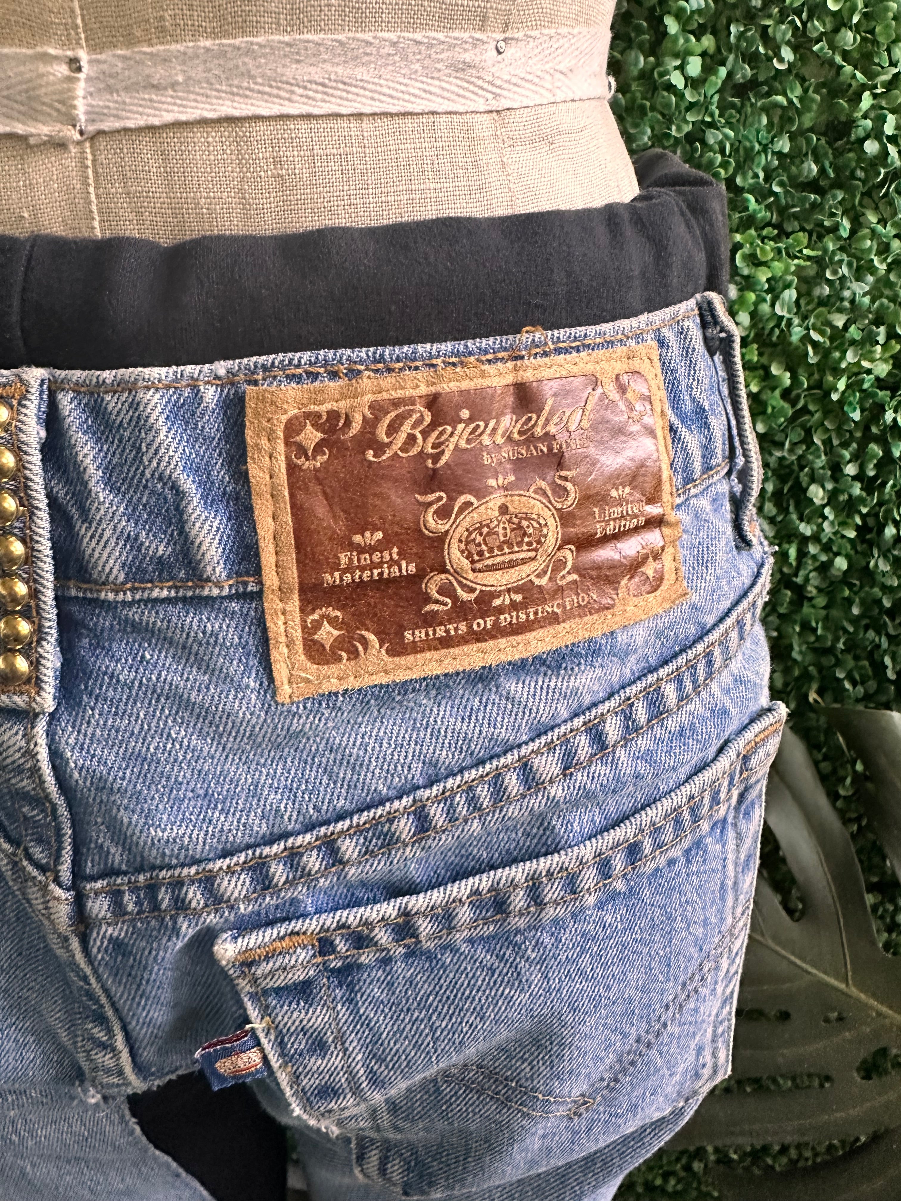 Bejeweled Susan Fixel Original Sweatpant Jeans Stretch Tiger Beads and Sequins Size M