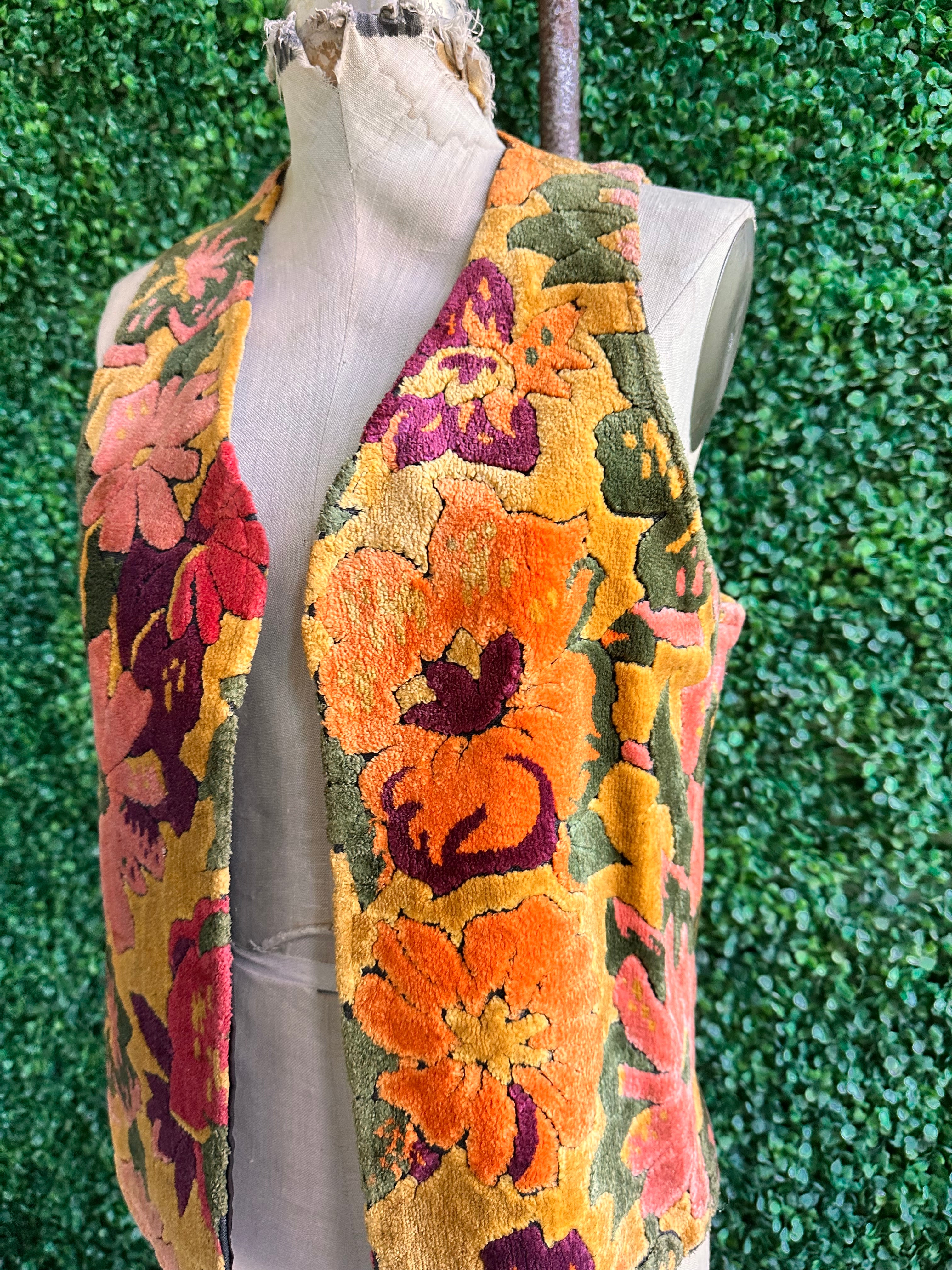 1970s Flower Power Carpet Tapestry vest by Parkley Casuals