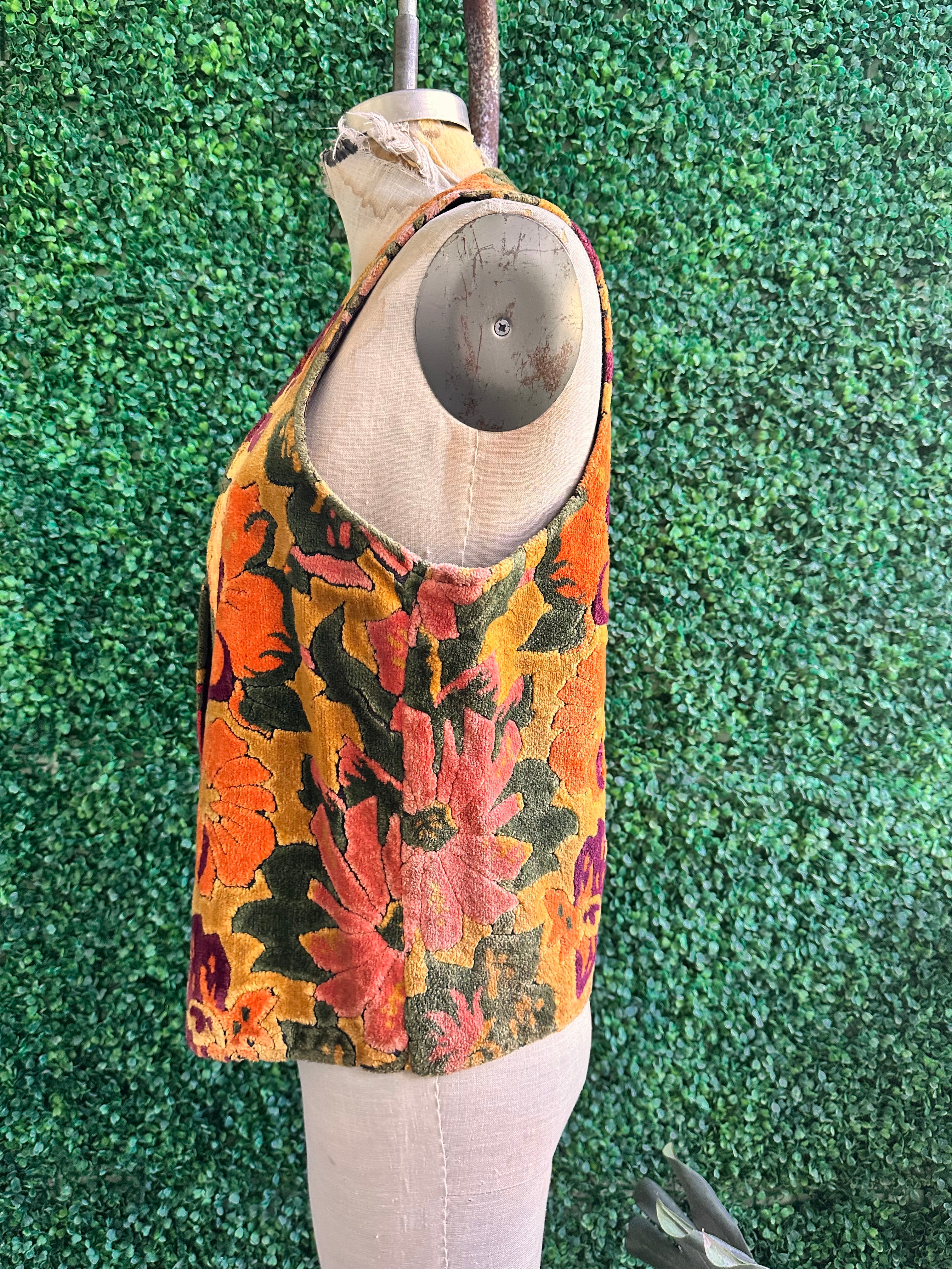 1970s Flower Power Carpet Tapestry vest by Parkley Casuals