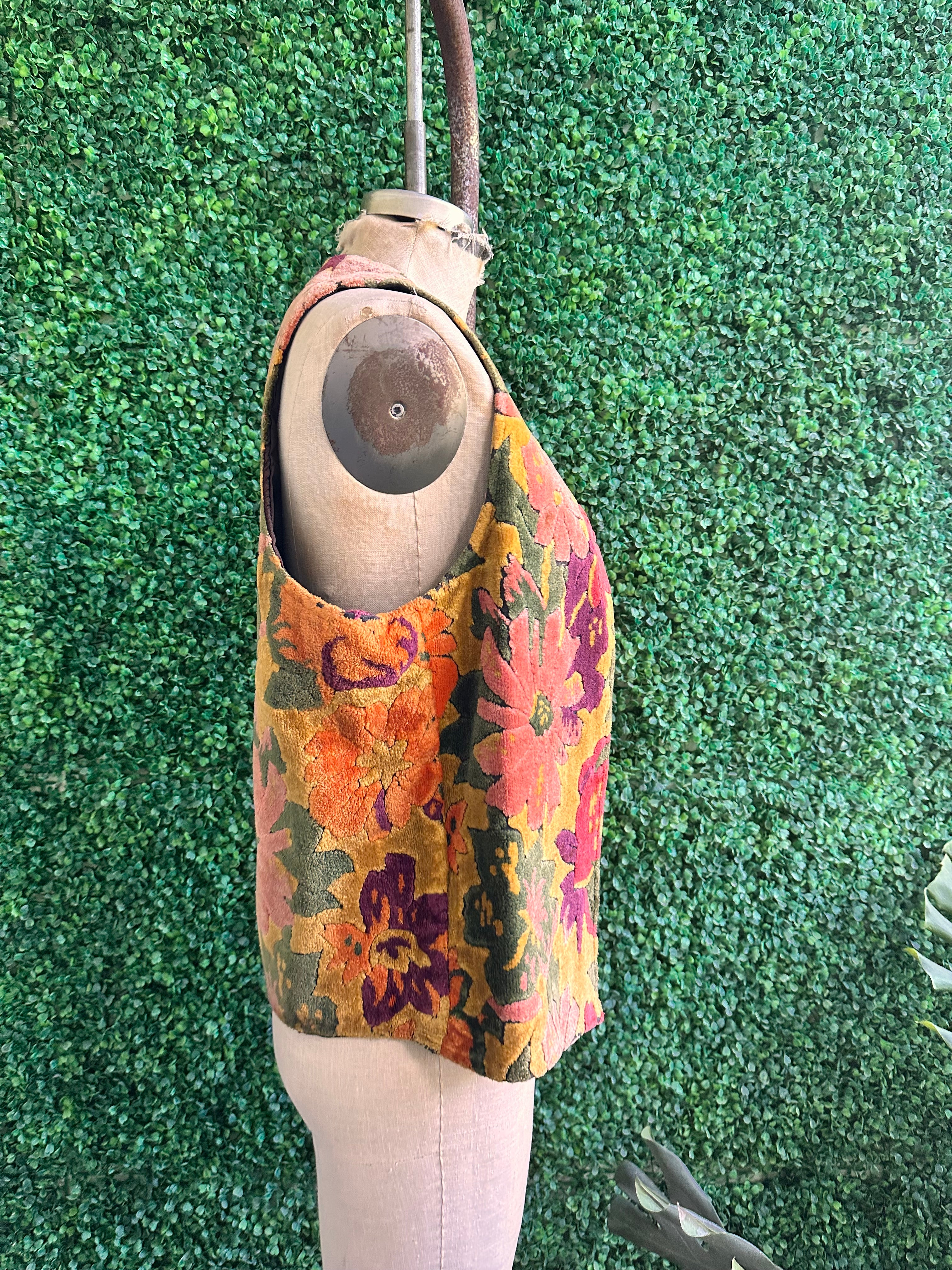 1970s Flower Power Carpet Tapestry vest by Parkley Casuals