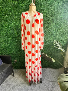 Lucy Polka Dot Long Cover Up Dress size M