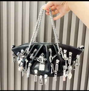 Black ZIP IT CHARM PURSE Rock and Roll