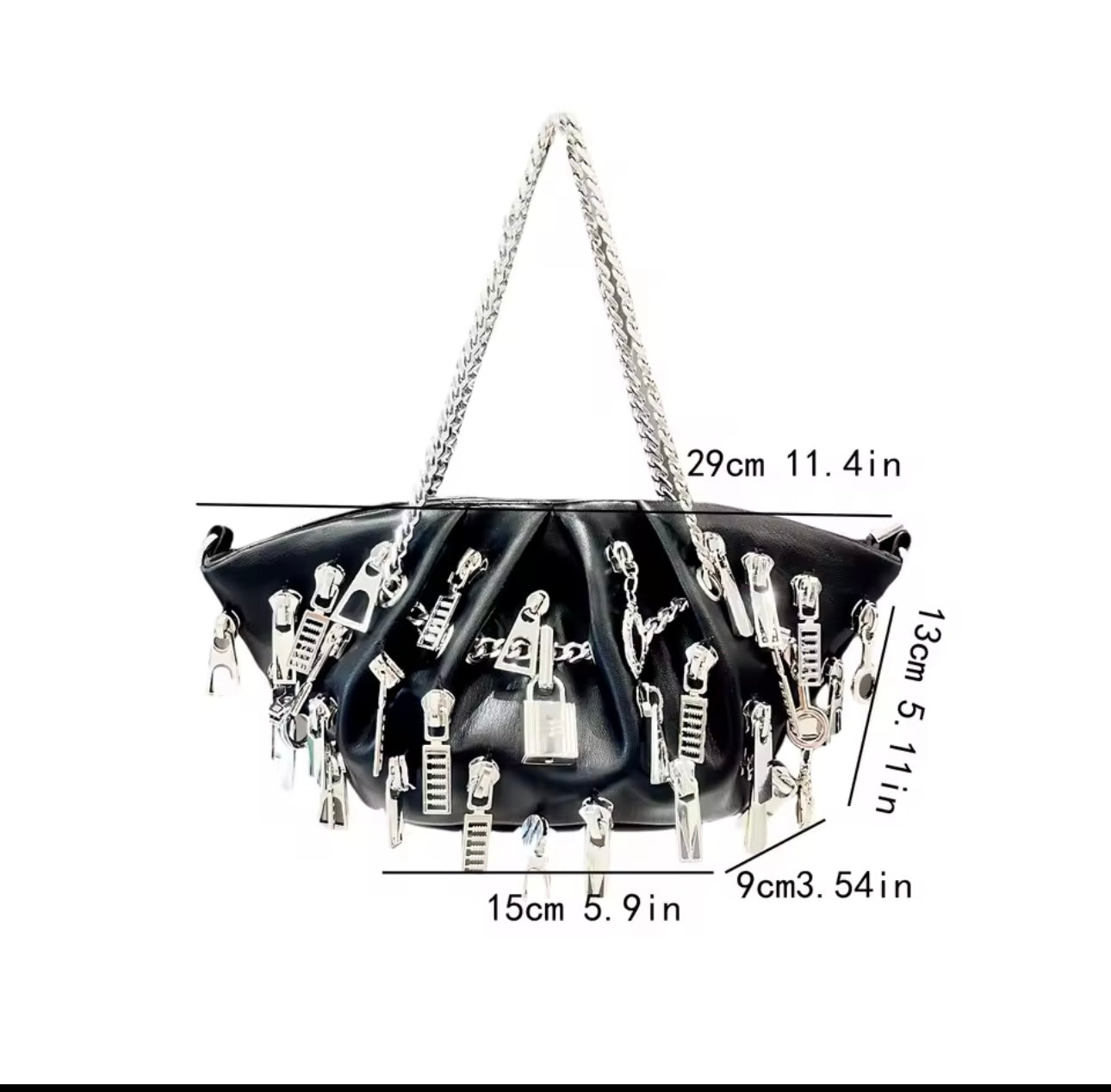 Black ZIP IT CHARM PURSE Rock and Roll