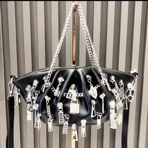 Black ZIP IT CHARM PURSE Rock and Roll
