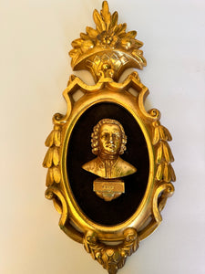 Rare Roberta Wood Italian gold Mozart and Bach wood sculpture hand carved baroque frame set of 2
