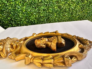 Rare Roberta Wood Italian gold Mozart and Bach wood sculpture hand carved baroque frame set of 2