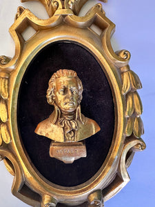 Rare Roberta Wood Italian gold Mozart and Bach wood sculpture hand carved baroque frame set of 2