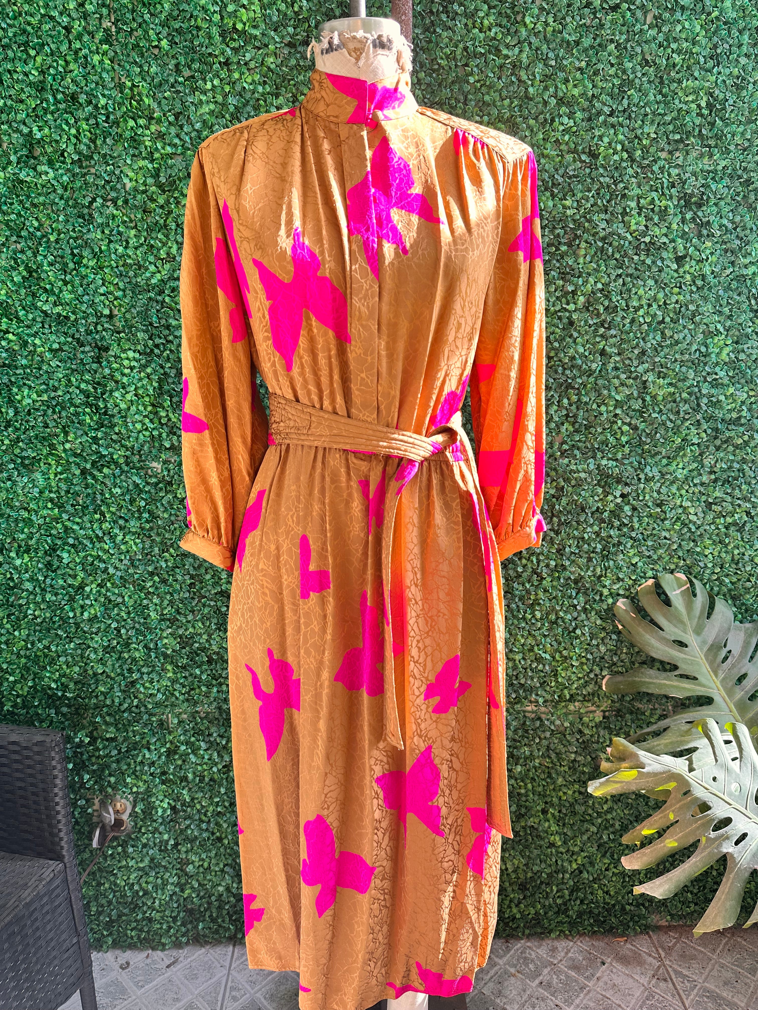 vintage maggy london silk dress Vintage Maggy London Blue Silk Dress Amorin Vintage