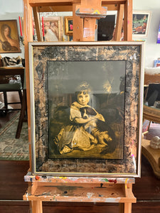 Romanticism Joshua Reynolds Print Miss Bowles and her Dog Gold wall mirror frame