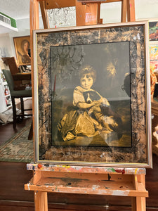 Romanticism Joshua Reynolds Print Miss Bowles and her Dog Gold wall mirror frame