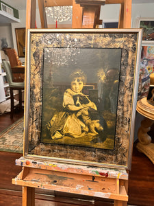 Romanticism Joshua Reynolds Print Miss Bowles and her Dog Gold wall mirror frame