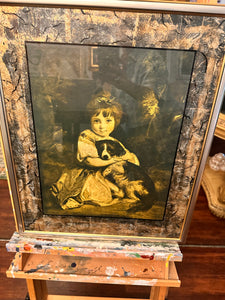 Romanticism Joshua Reynolds Print Miss Bowles and her Dog Gold wall mirror frame