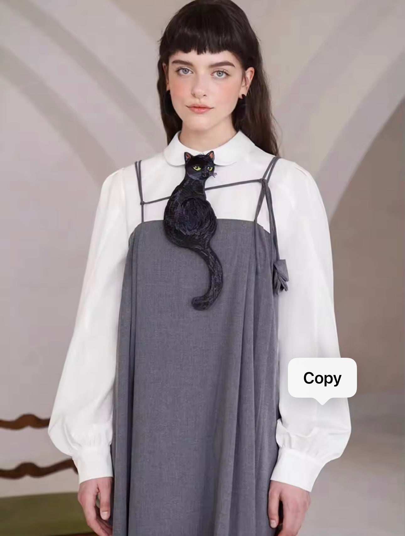 NWT Women Embroidery black Cat Colar Bow Tie Necktie