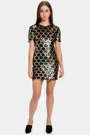 Vintage golden black scallop sequins mini dress