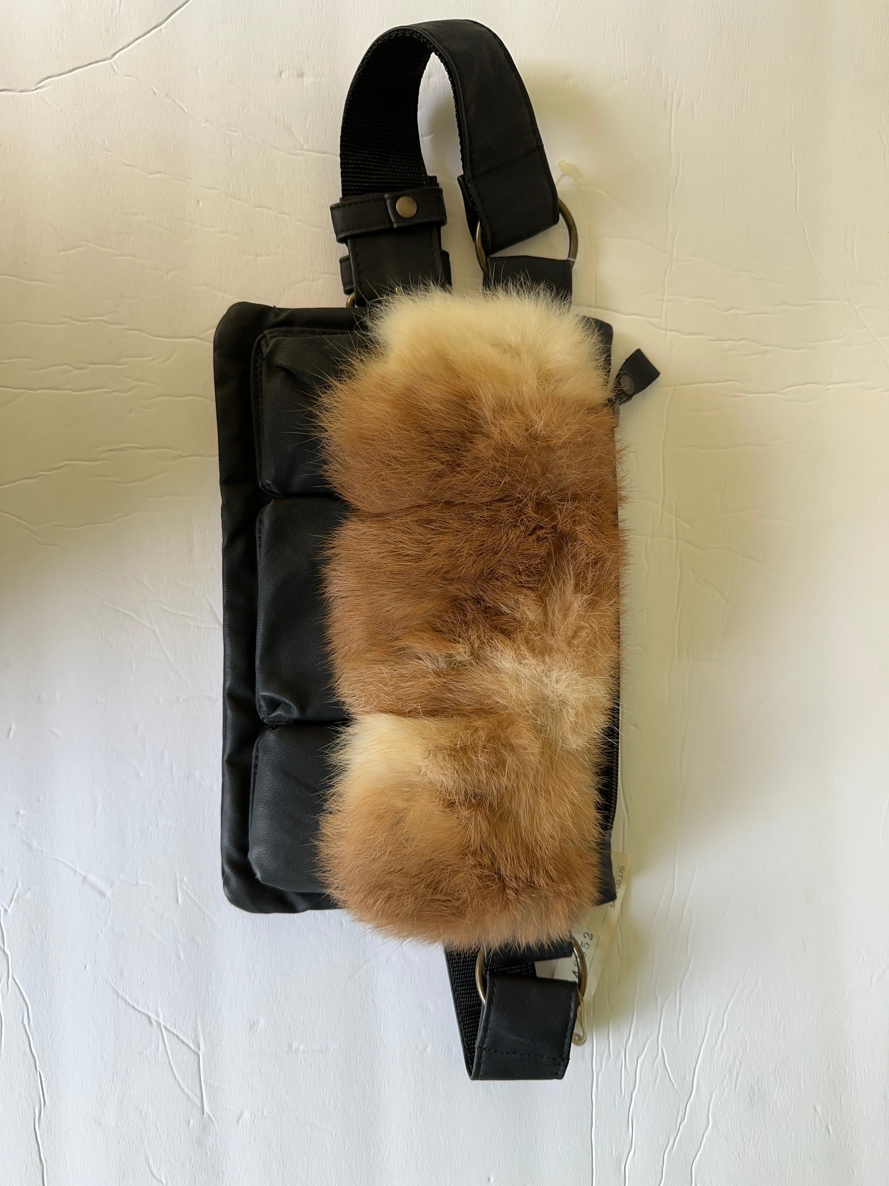 New Old Stock Fiore Leather and Fox Fur Foxy Fanny Pack Cross Body Bag