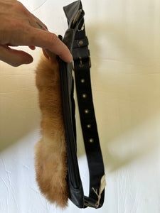 New Old Stock Fiore Leather and Fox Fur Foxy Fanny Pack Cross Body Bag