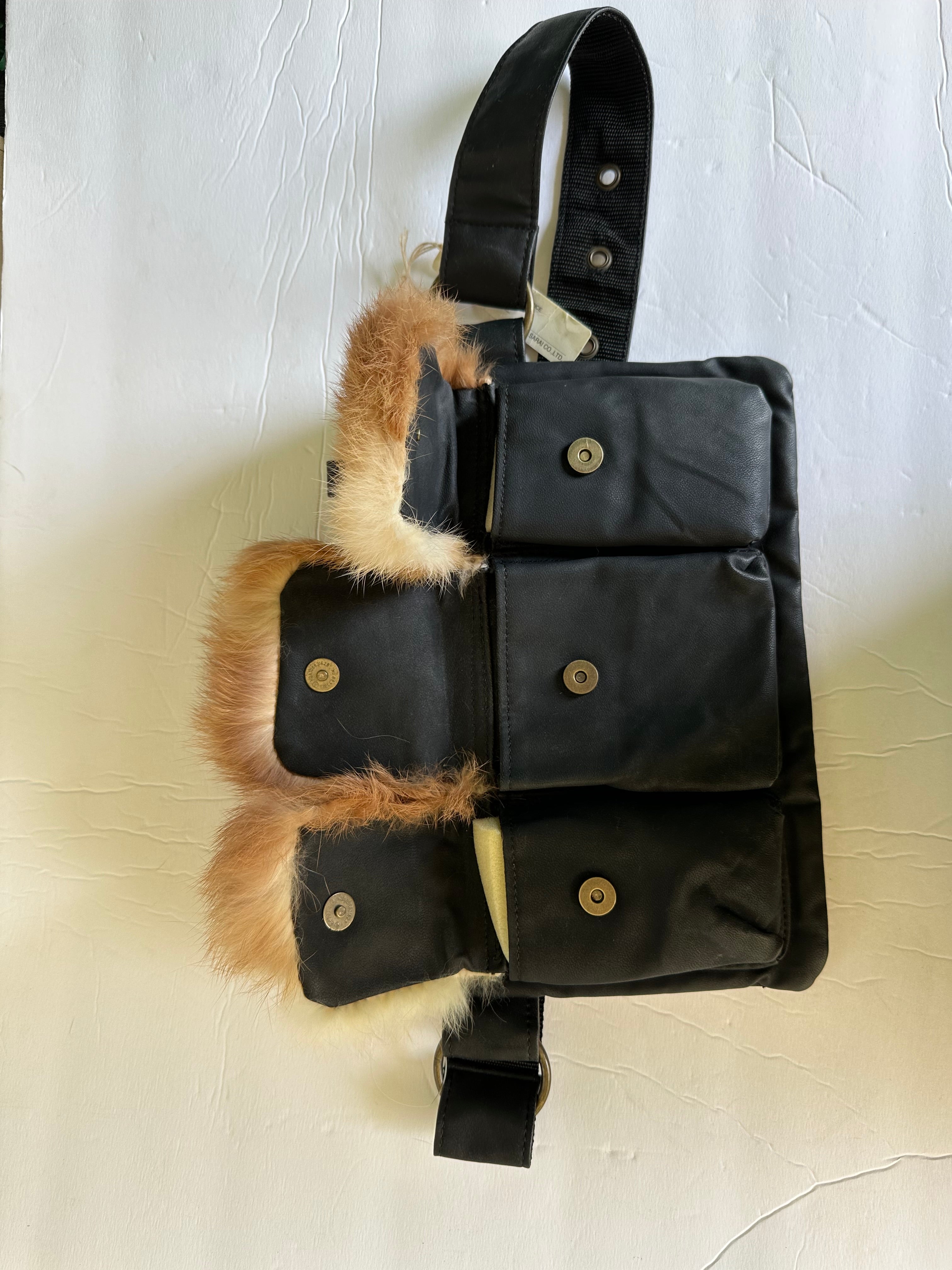 New Old Stock Fiore Leather and Fox Fur Foxy Fanny Pack Cross Body Bag