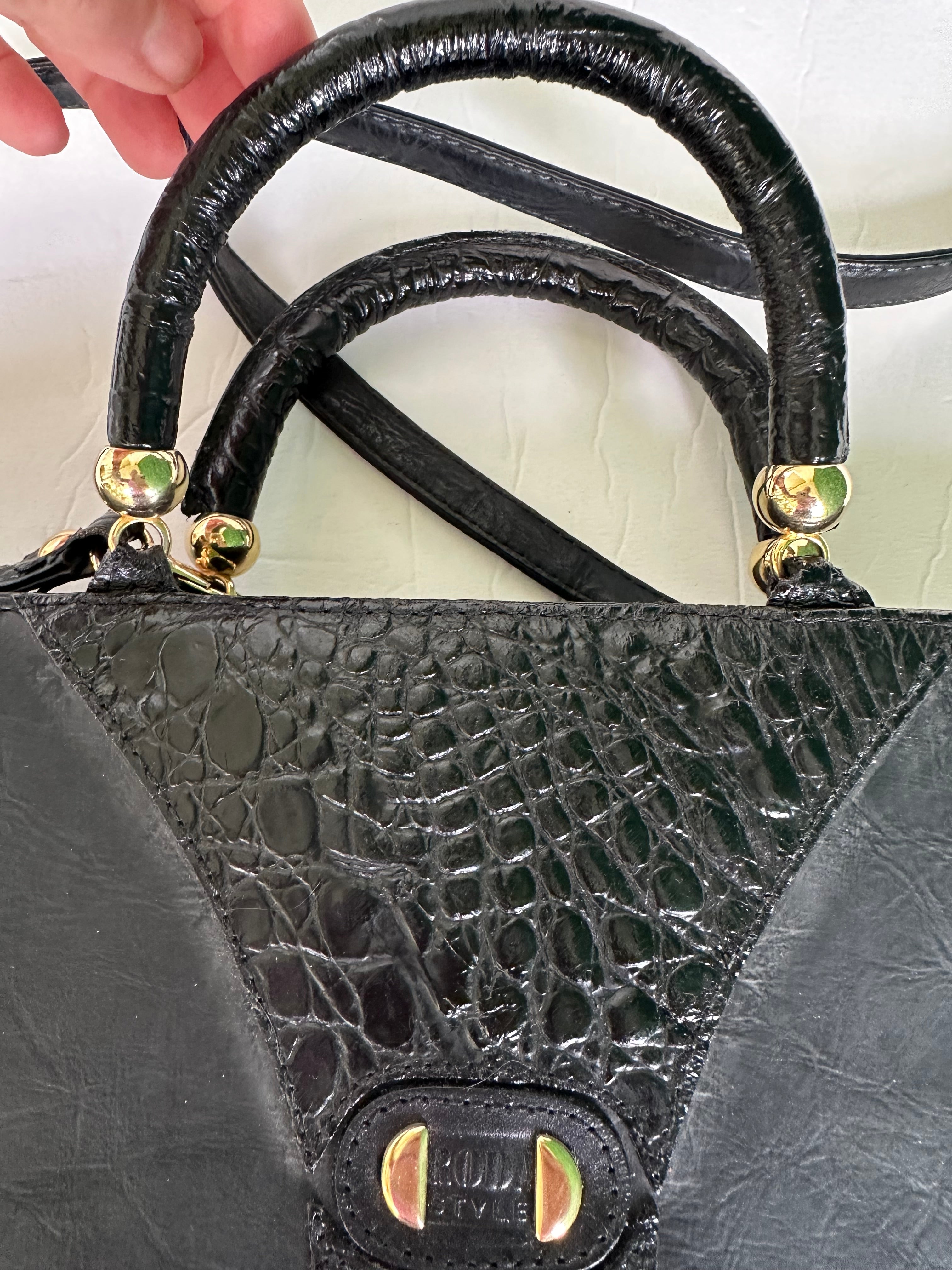 80s Extravagant bag in black leather by the Italian brand Roda Style