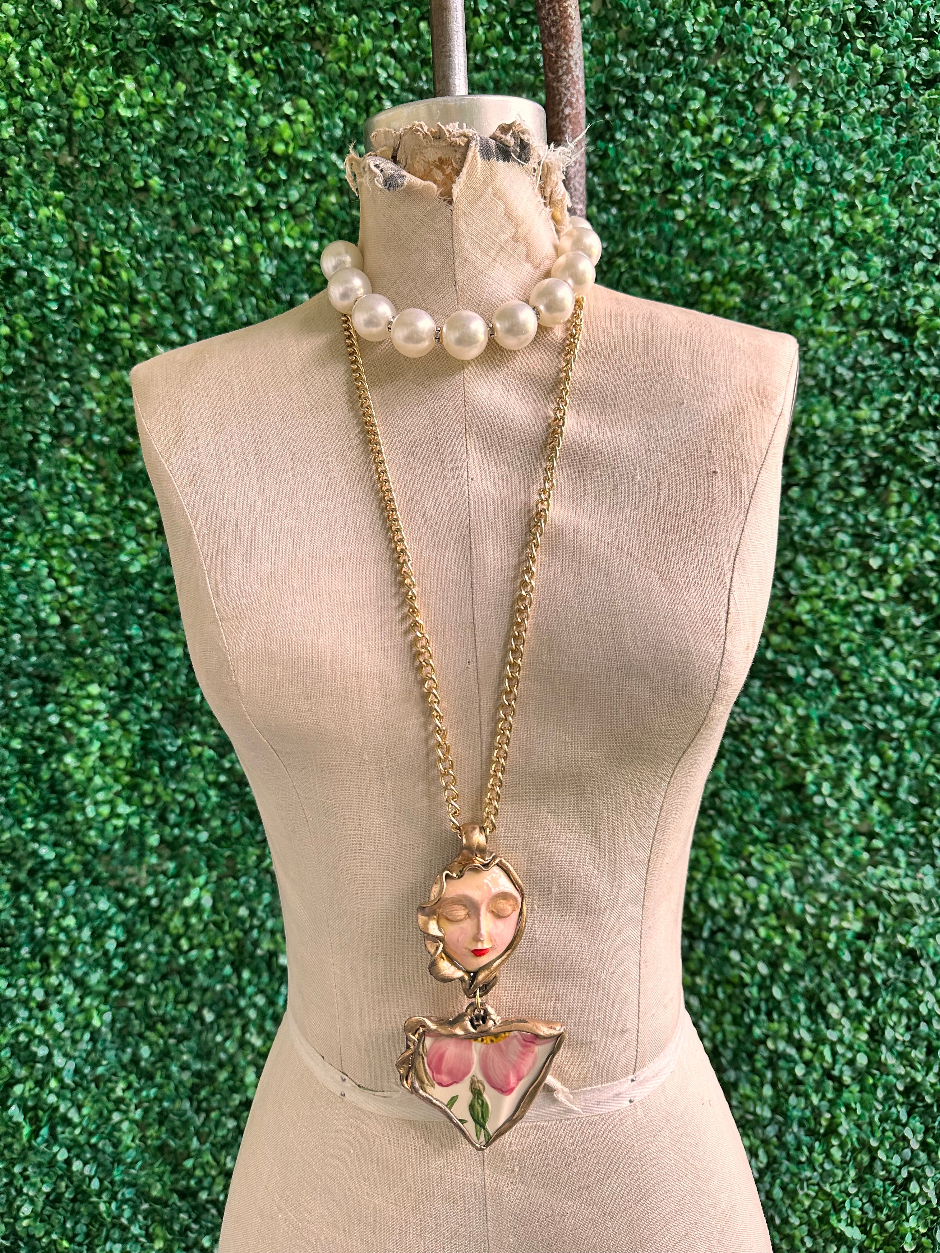 Baroque Big Pearl Necklace Choker Fashion /VINTAGE FRANCISCAN DESERT ROSE PATTERN DINNERWARE