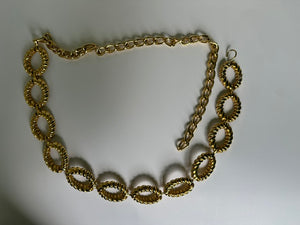 Vintage 1980s Gold Tone Large Ribbed Link Belt Chain