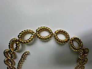 Vintage 1980s Gold Tone Large Ribbed Link Belt Chain