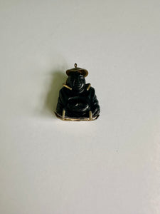 Black Lucite Buddha Pendant 1970s