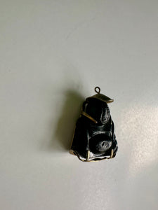 Black Lucite Buddha Pendant 1970s