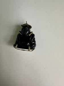 Black Lucite Buddha Pendant 1970s