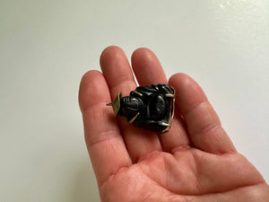 Black Lucite Buddha Pendant 1970s