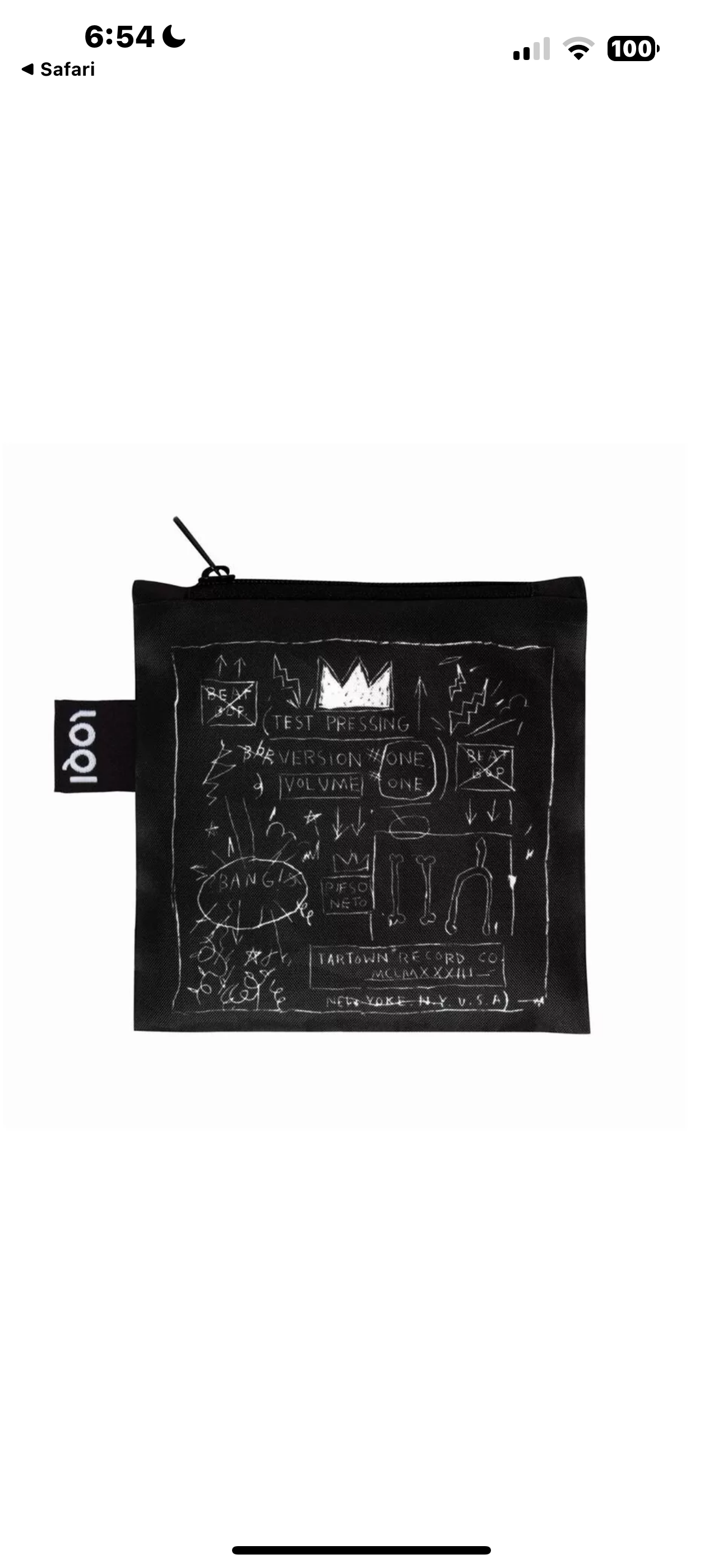 LOQI MUSEUM COLLECTION RECORD-SIZE TOTE BAG JEAN MICHEL BASQUIAT, CROWN brand new