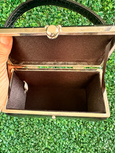 Vintage Mini Rectangular Black Leather Box Purse