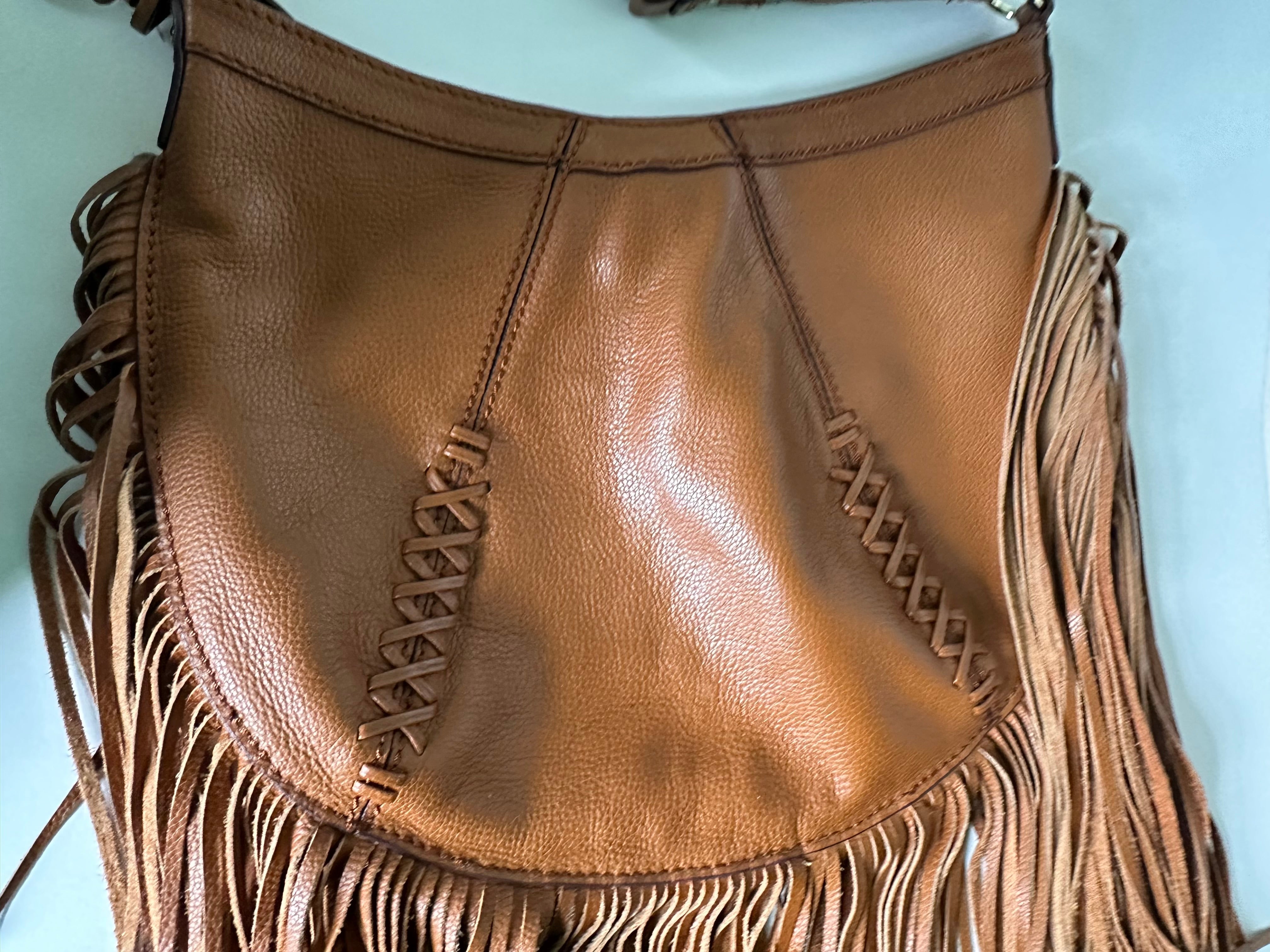 JOES Tan Leather Large Hobo Fringe Bag