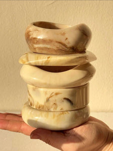 New Deadstock Vintage Chunky Thick Resin Acrylic Smudging Bangles Geometric Irregular Bracelets set of 5