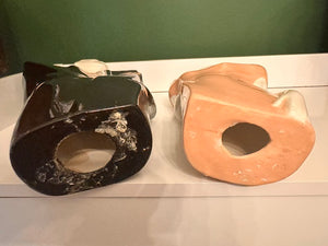 Vintage 80s Lindsey B Balkweill Style Man & Woman Pink and Black Ceramic Statues New Wave Postmodern Art Object Retro