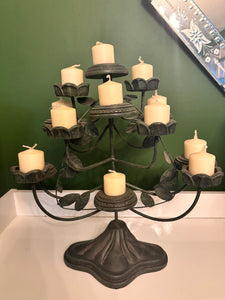 Vintage Metal Green Candelabra 13 Candle Holder Mantel Fireplace Centerpiece