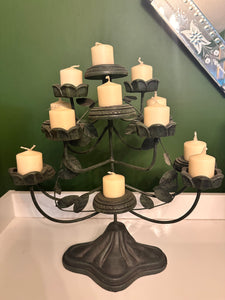 Vintage Metal Green Candelabra 13 Candle Holder Mantel Fireplace Centerpiece
