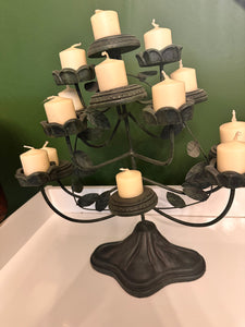 Vintage Metal Green Candelabra 13 Candle Holder Mantel Fireplace Centerpiece