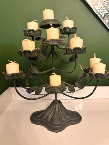 Vintage Metal Green Candelabra 13 Candle Holder Mantel Fireplace Centerpiece