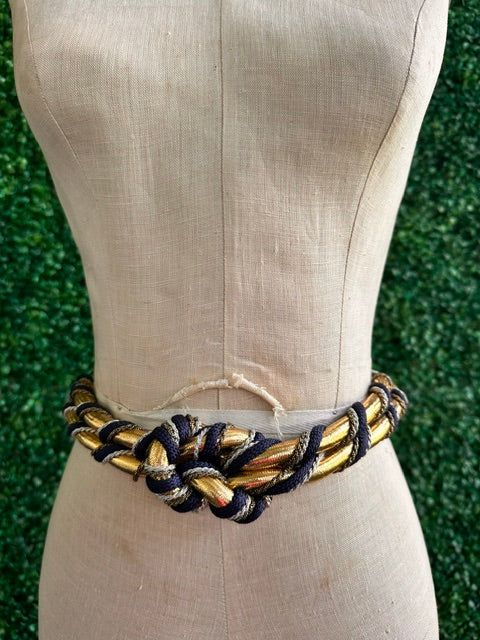 Vintage Boho Navy Gold Silver Rope Twisted Twist