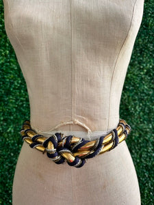 Vintage Boho Navy Gold Silver Rope Twisted Twist
